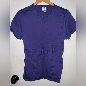 White label stretch women’s purple medical scrub top size M
